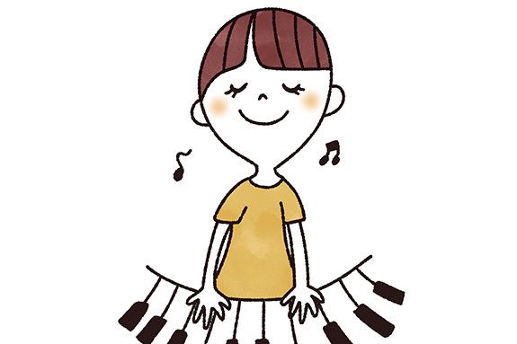 イラスト：ピアノをひいている人